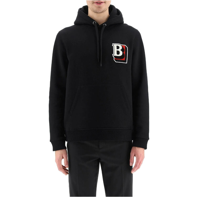 Burberry Black Hoodie with Solid Color and Logo Print Design. 80483181 圖 3