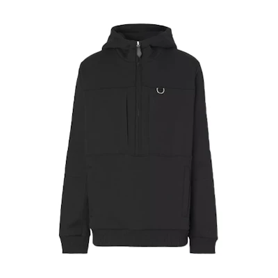Burberry Black Hoodie with Solid Color Letter Print and Half-Zip Design. 80491691