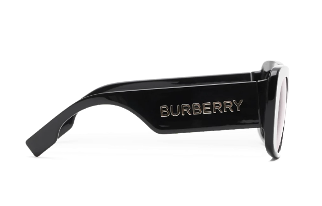 Burberry Black Irregular Acetate Sunglasses with Side Letter Design Unisex 40833821 圖 3