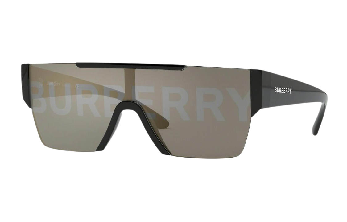 Order 博柏利黑色不规则形墨镜带侧面字母雕刻。 BE42913001/G