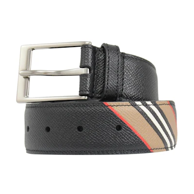Burberry Black Leather Belt with Logo and Pin Buckle, 35CM Width 80339521011