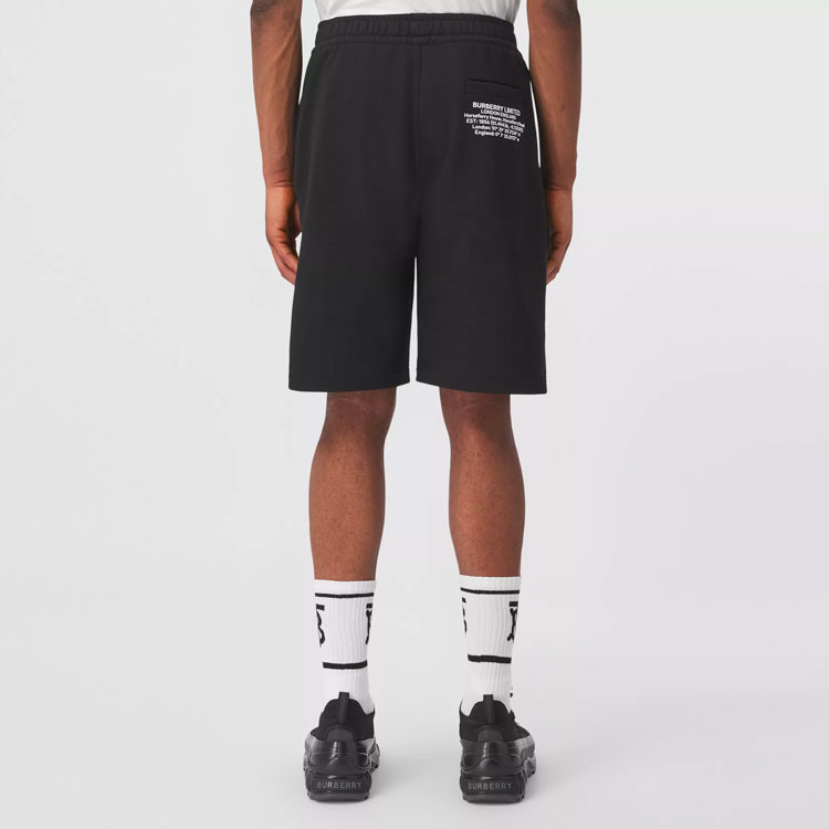 Burberry Black Letter Cotton Drawstring Casual Shorts. 80432791 圖 4