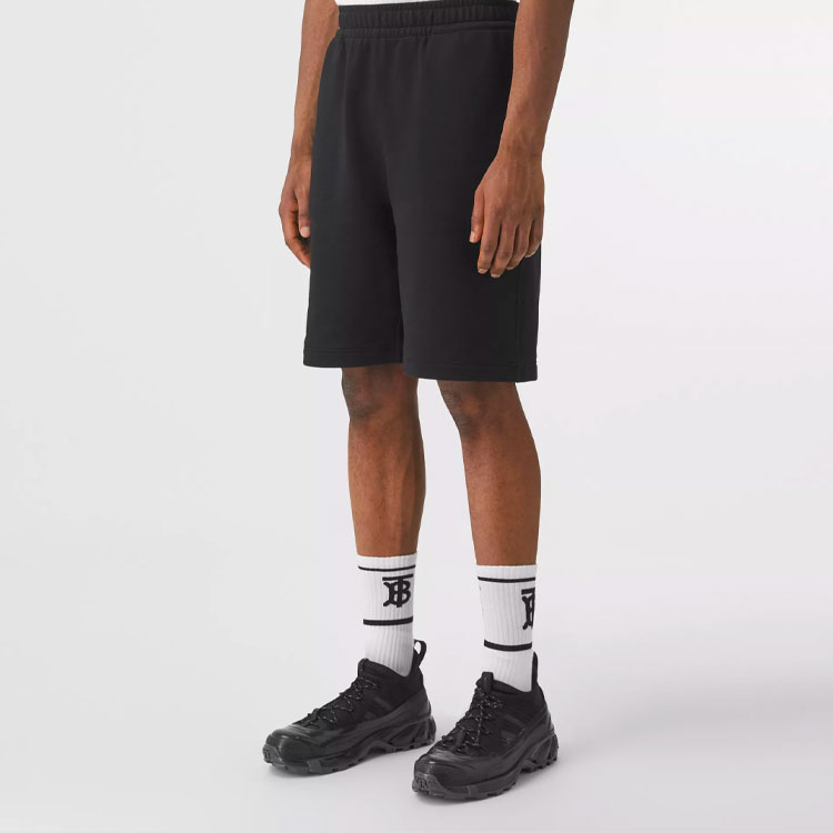 Burberry Black Letter Cotton Drawstring Casual Shorts. 80432791 圖 5