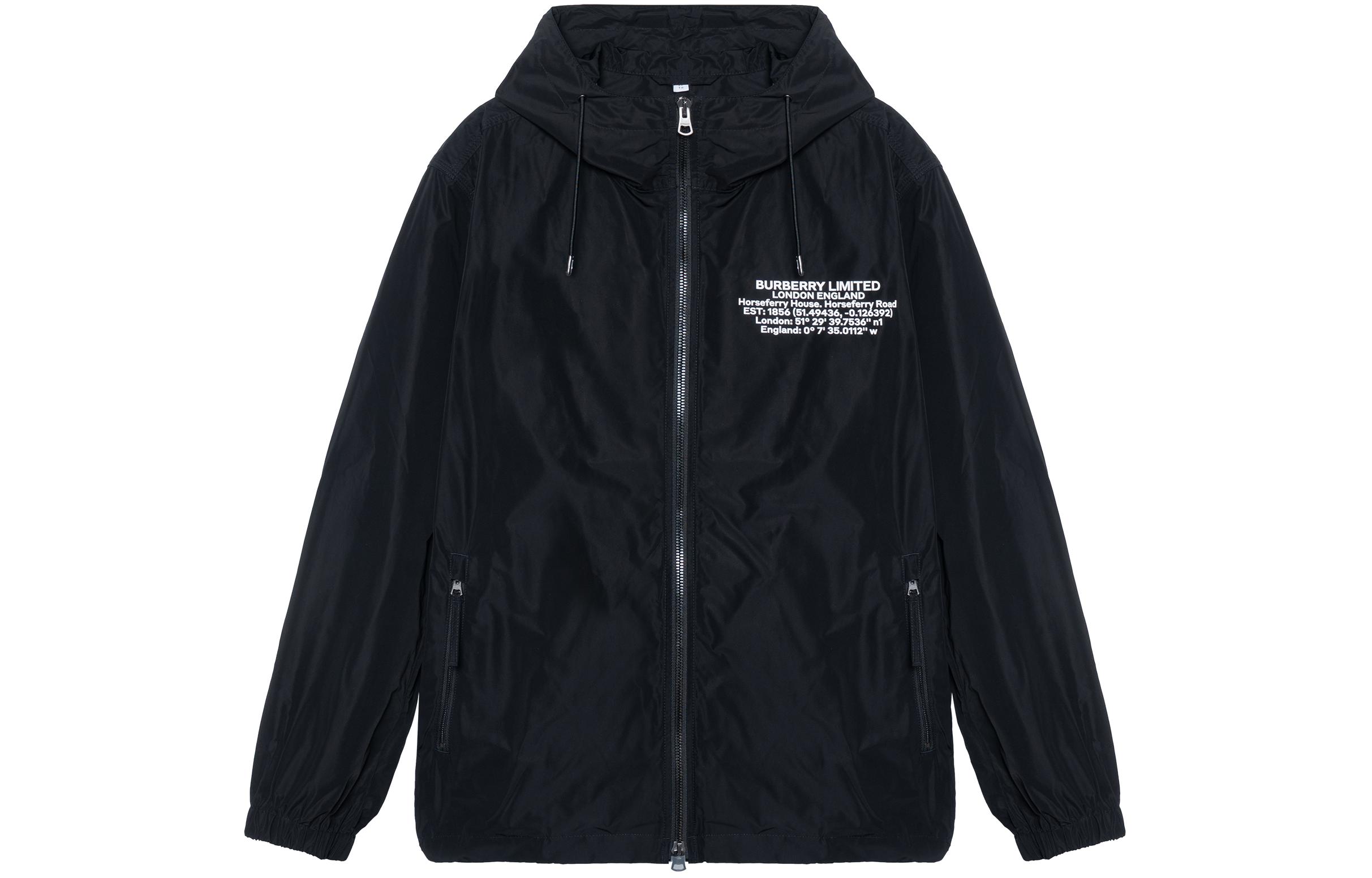 Burberry Black Letter Pattern Zip-Up Loose Fit Hooded Jacket 80434081 圖 2