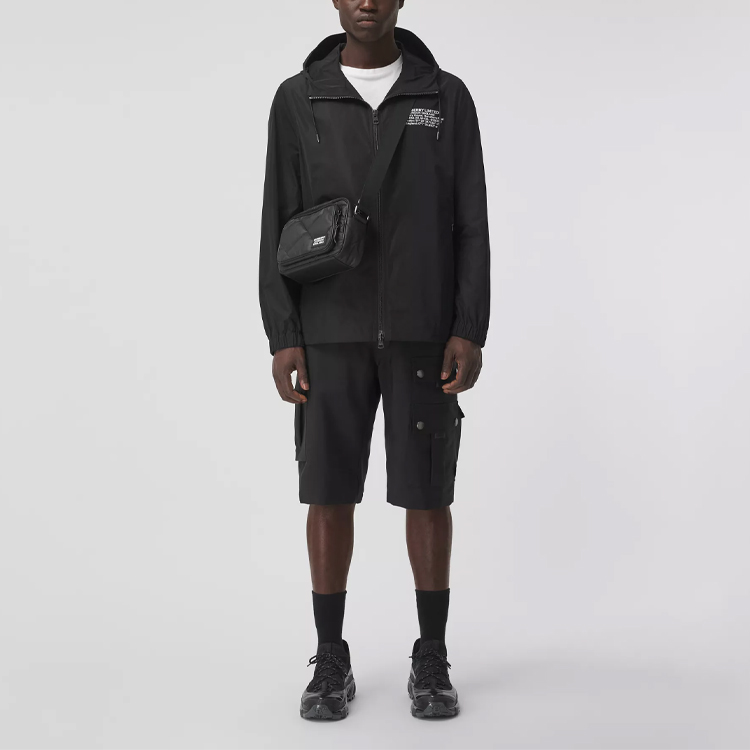 Burberry Black Letter Pattern Zip-Up Loose Fit Hooded Jacket 80434081 圖 4