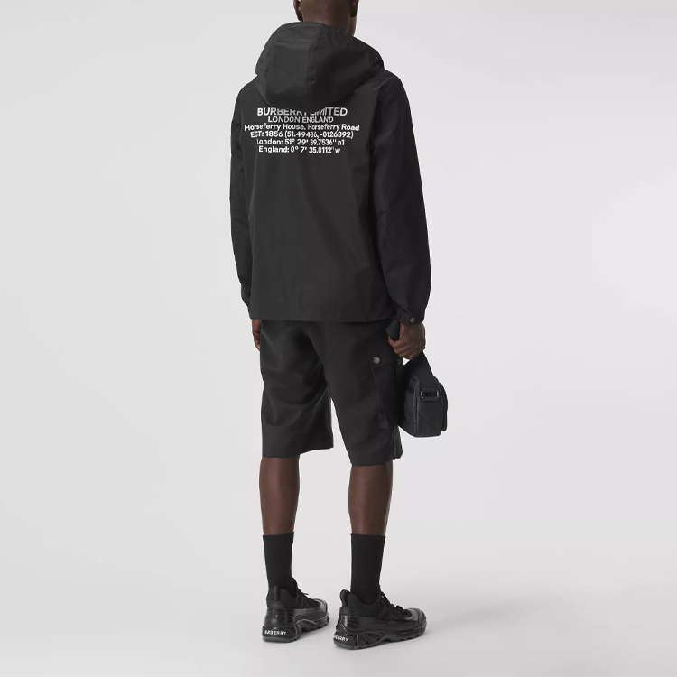 Burberry Black Letter Pattern Zip-Up Loose Fit Hooded Jacket 80434081 圖 5