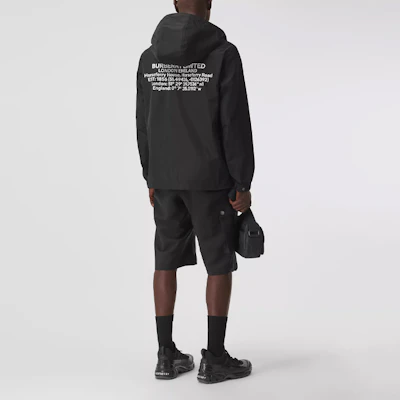 Burberry Black Letter Pattern Zip-Up Loose Fit Hooded Jacket 80434081 Purchase Burberry Black Letter Pattern Zip-Up Loose Fit Hooded Jacket 80434081