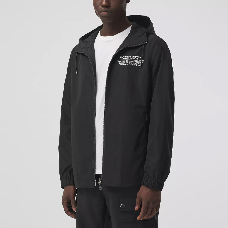 Burberry Black Letter Pattern Zip-Up Loose Fit Hooded Jacket 80434081 圖 6