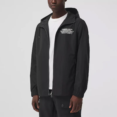 Burberry Black Letter Pattern Zip-Up Loose Fit Hooded Jacket 80434081 Details for Burberry Black Letter Pattern Zip-Up Loose Fit Hooded Jacket 80434081