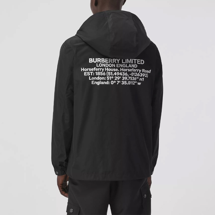 Burberry Black Letter Pattern Zip-Up Loose Fit Hooded Jacket 80434081 圖 7
