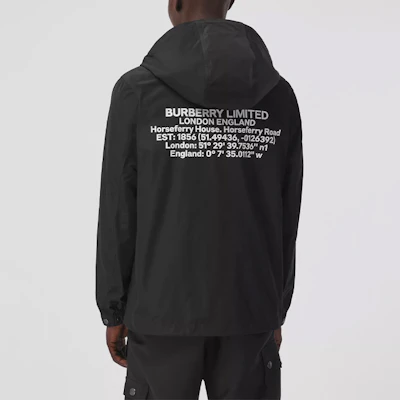 Burberry Black Letter Pattern Zip-Up Loose Fit Hooded Jacket 80434081 Sizing Burberry Black Letter Pattern Zip-Up Loose Fit Hooded Jacket 80434081
