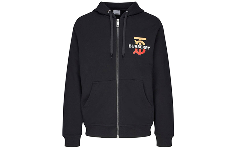 Burberry Black Letter Print Zipper Hoodie Jacket 80170001