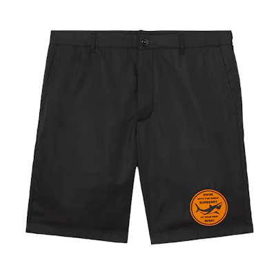 Burberry Black Letter Shark Print Mid-Rise Casual Shorts. 80406991