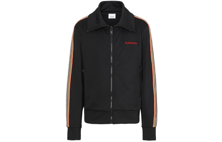 Burberry Black Letter Stripe Zip-Up Jacket 80076881