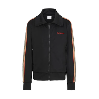 Burberry Black Letter Stripe Zip-Up Jacket 80076881