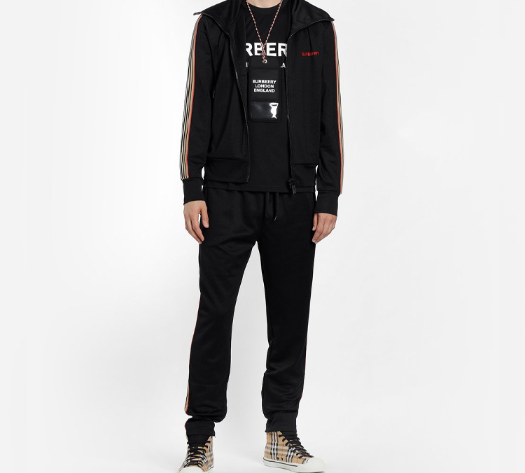 Details for Burberry Black Letter Stripe Zip-Up Jacket 80076881