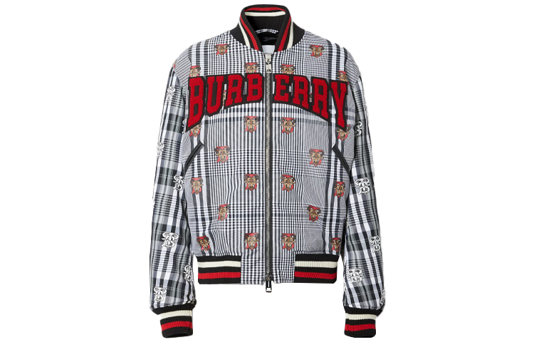 Burberry Black Logo Checkered Casual Long Sleeve Jacket 80378271