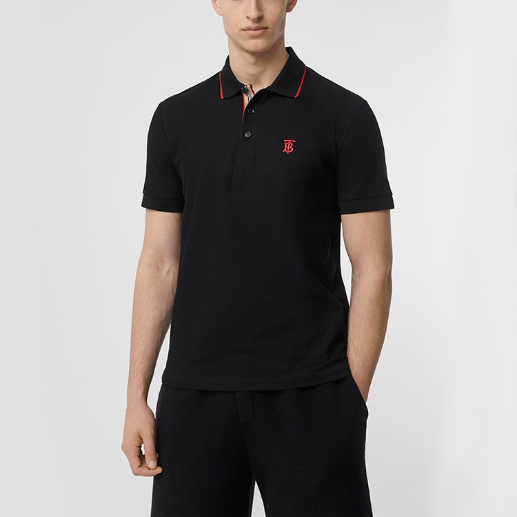 Purchase Burberry 男款黑色 Logo 刺繡 Polo 衫 80170031