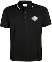 Burberry Black Logo Embroidered Polo Shirt with Striped Trim 80218331 Burberry Black Logo Embroidered Polo Shirt with Striped Trim 80218331