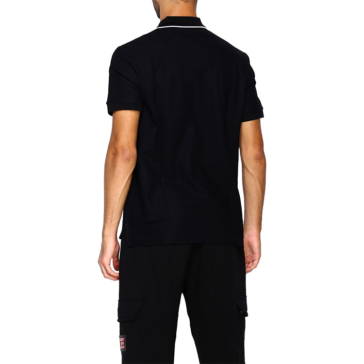 Purchase 버버리 블랙 로고 자수 폴로 셔츠 스트라이프 트림 80218331