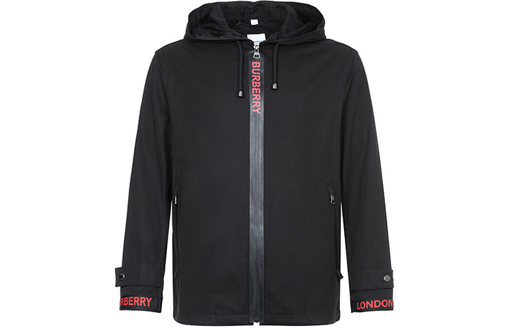 Burberry Black Logo Hooded Zip-Up Jacket 80133031