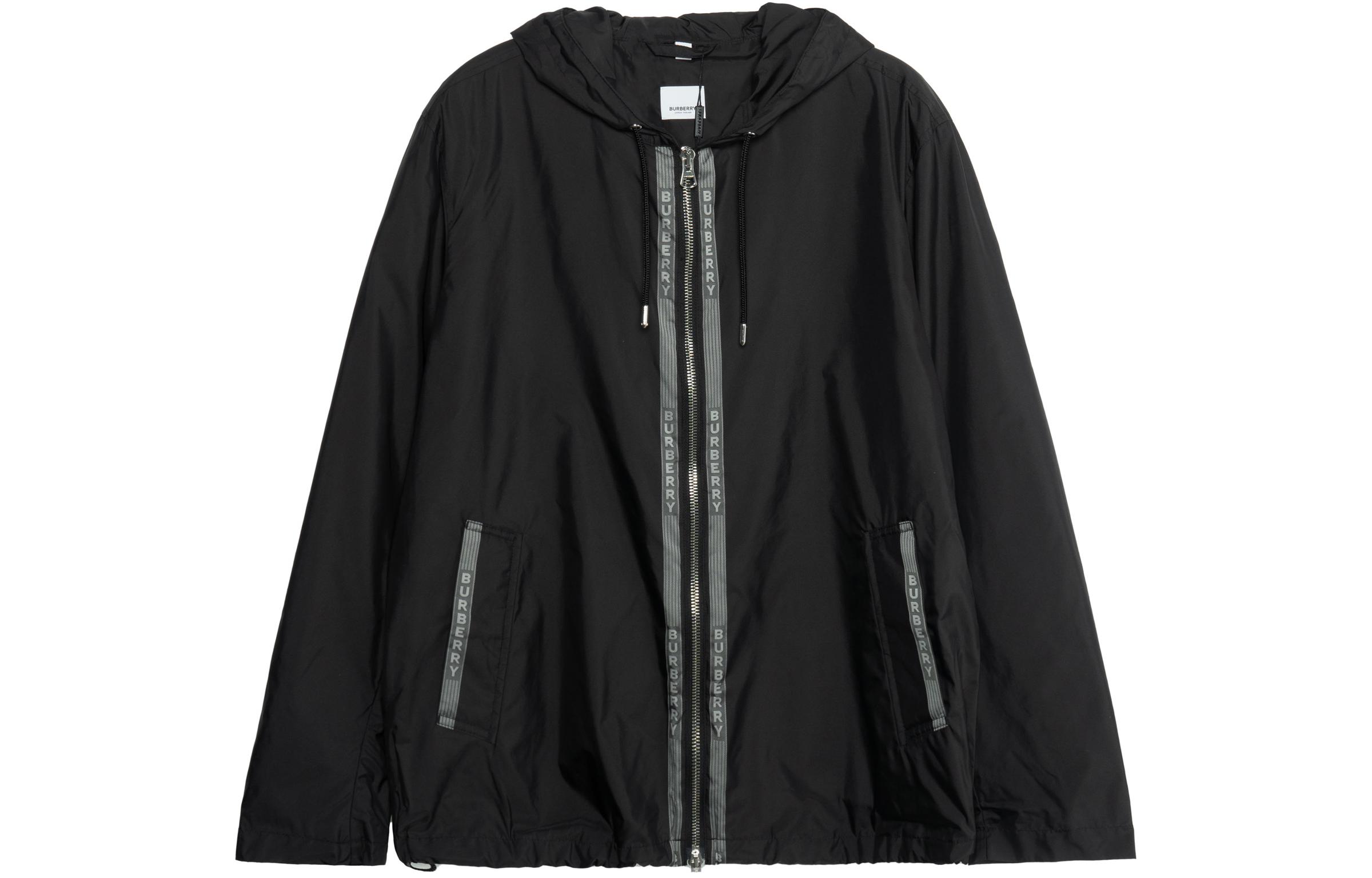 Burberry Black Logo Jacquard Hooded Zip-Up Jacket 80335811