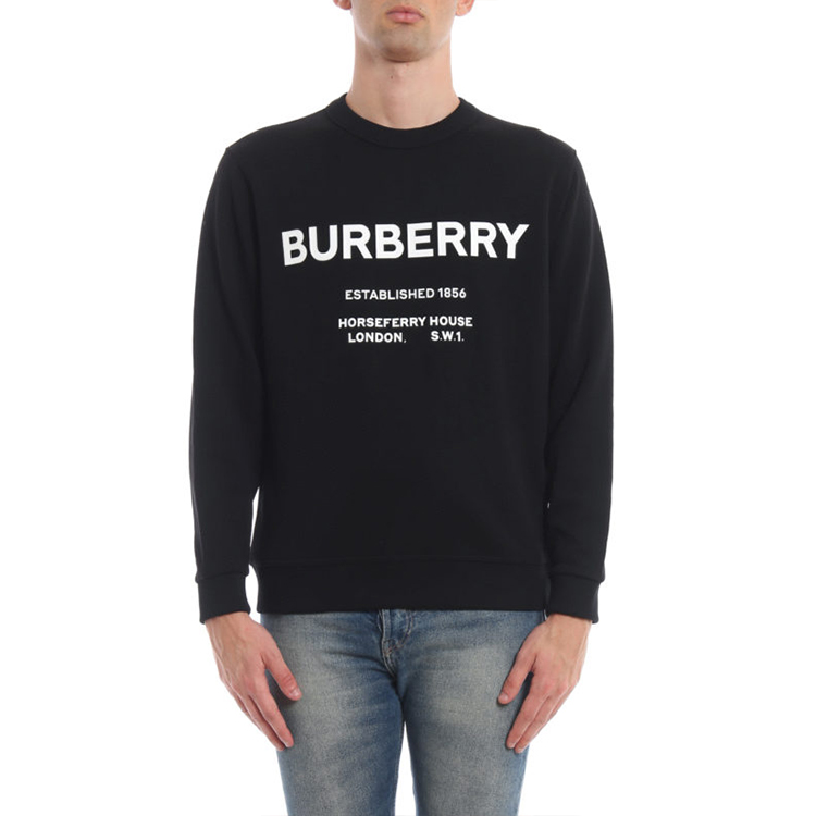Lookbook Burberry Black Logo Print Crew Neck Long Sleeve Sweatshirt 80172281