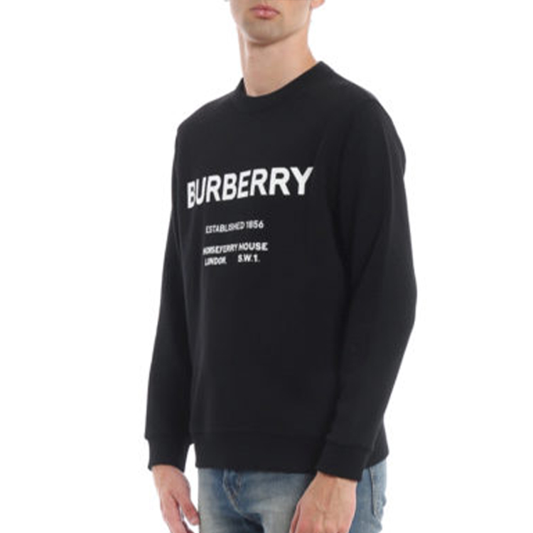 Shop Burberry Black Logo Print Crew Neck Long Sleeve Sweatshirt 80172281