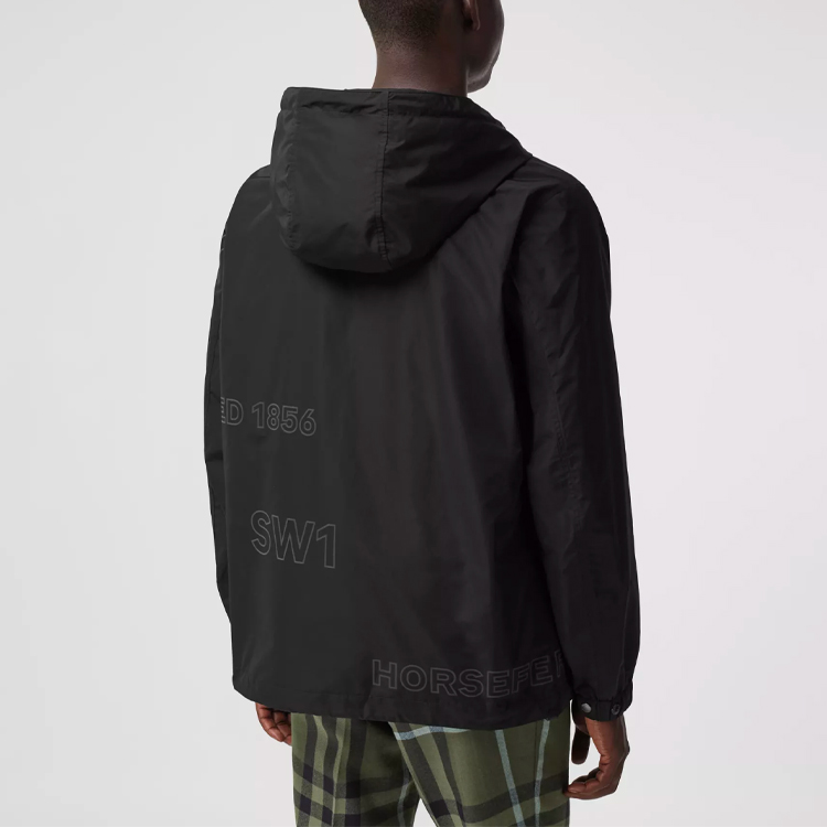 Shop 博柏利黑色Logo印花连帽拉链夹克 80368551