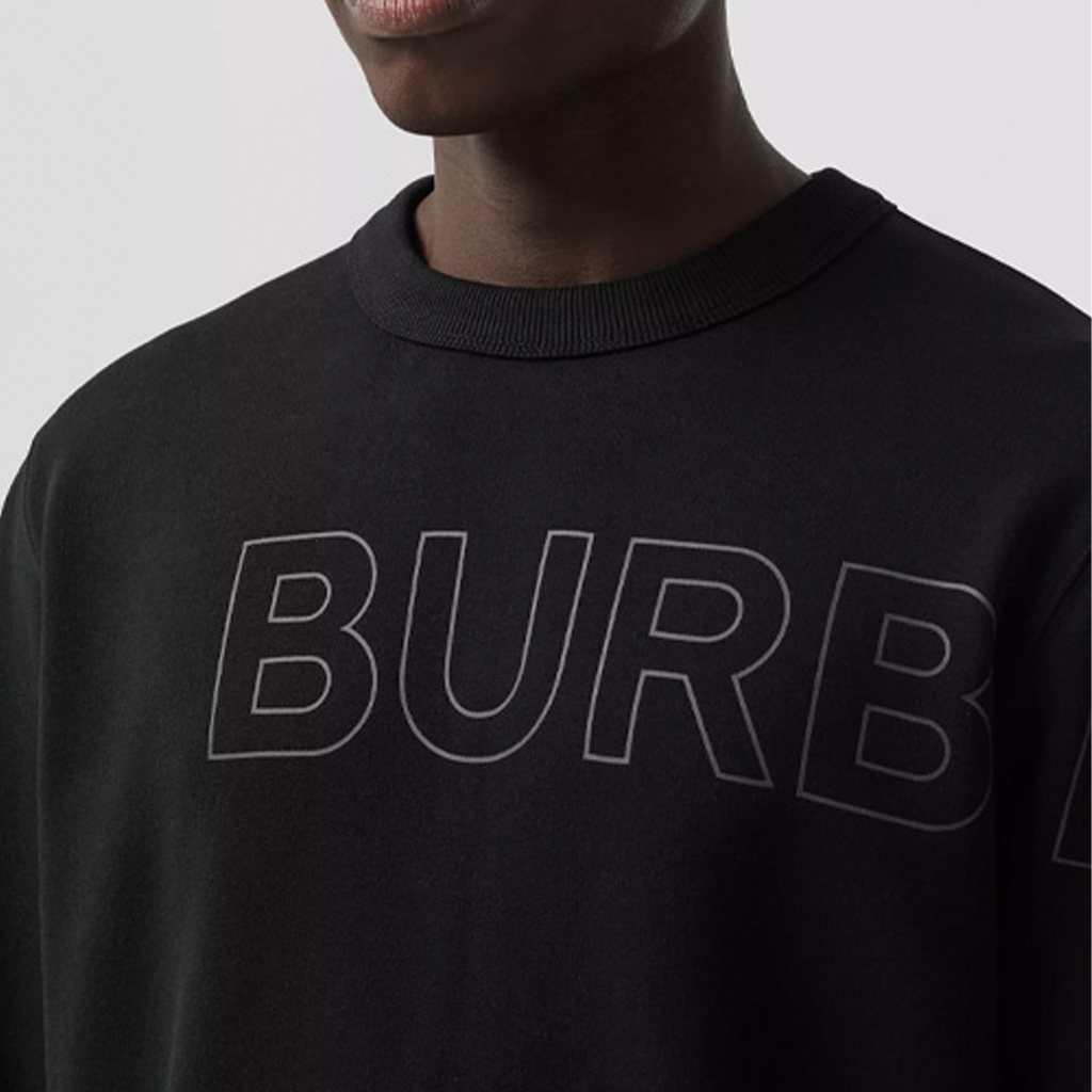 Sizing 버버리 블랙 로고 프린트 풀오버 스웨트셔츠 80375531