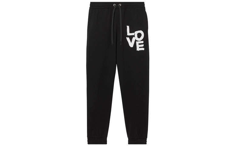 Order Burberry Black Logo Print Straight-Fit Casual Pants Autumn 80375901