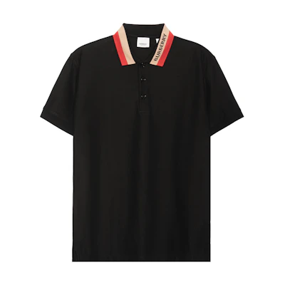 Burberry Black Logo Stripe Short Sleeve Polo Shirt for Men 80392651