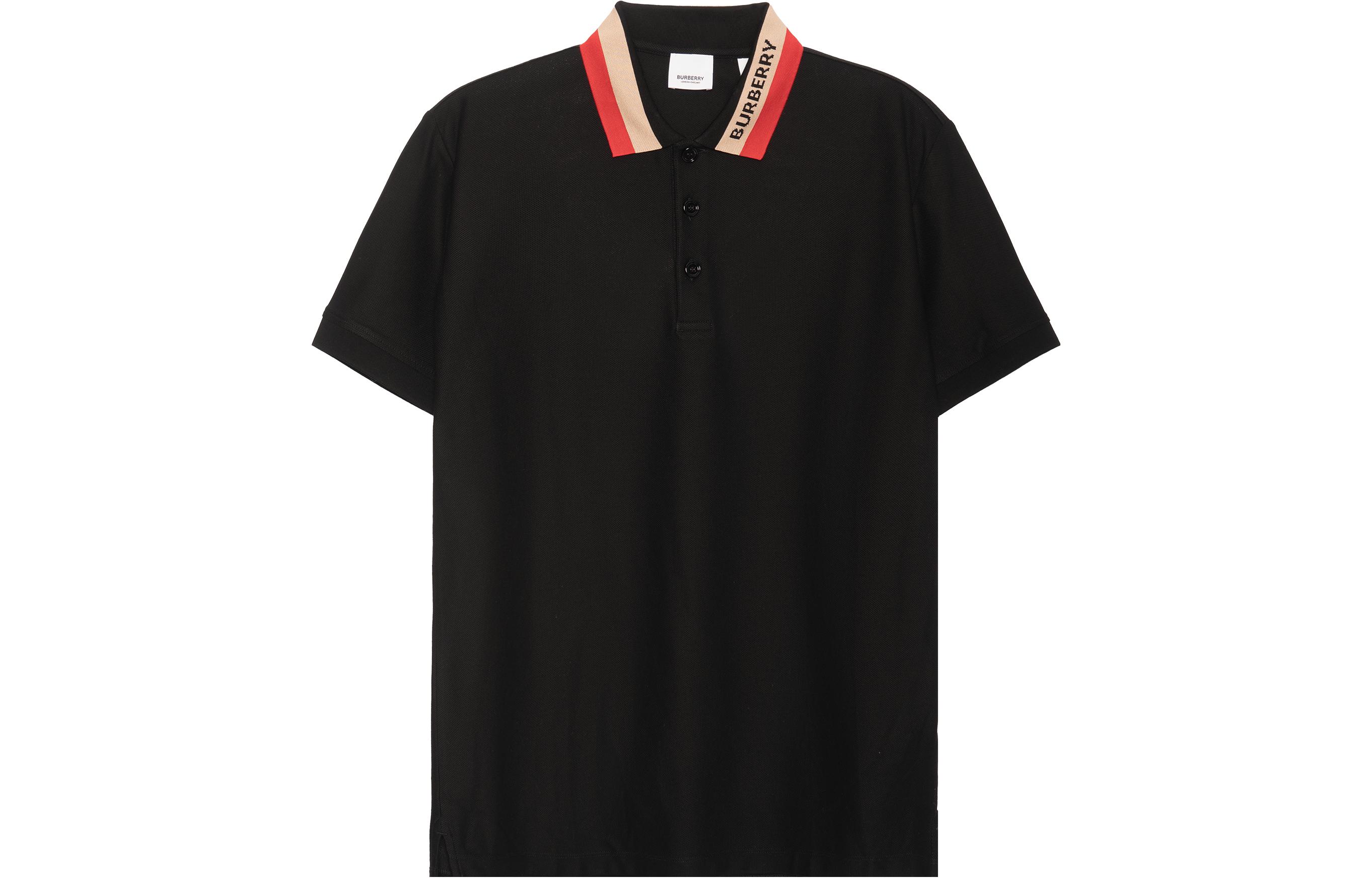 Order Polo de Hombre Manga Corta Burberry Negra con Logo y Raya. 80392651