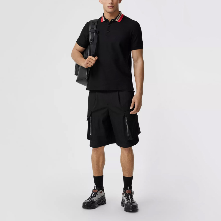 Details for Polo de Hombre Manga Corta Burberry Negra con Logo y Raya. 80392651