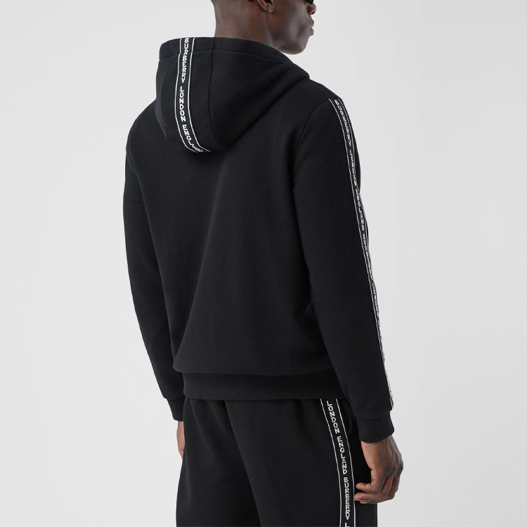 Purchase Burberry 黑色標誌飾邊寬鬆版連帽外套 80295271