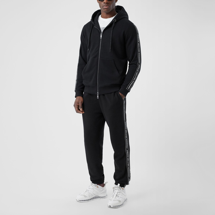 Details for Burberry 黑色標誌飾邊寬鬆版連帽外套 80295271