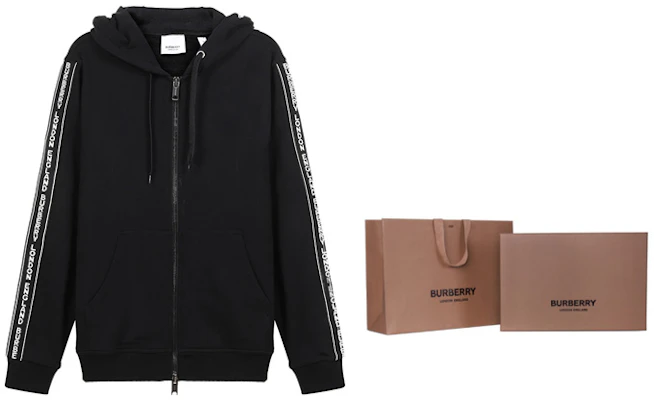 Burberry 黑色標誌飾邊寬鬆版連帽外套 80295271 1