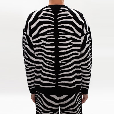 Burberry Black Logo Zebra Knit Wool Pullover Sweater. 80294101 Purchase Burberry Black Logo Zebra Knit Wool Pullover Sweater. 80294101