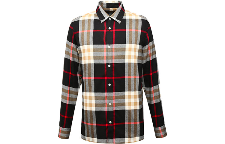 Burberry Black Long Sleeve Check Cotton Shirt 80048801