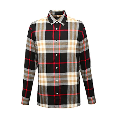 Burberry Black Long Sleeve Check Cotton Shirt 80048801