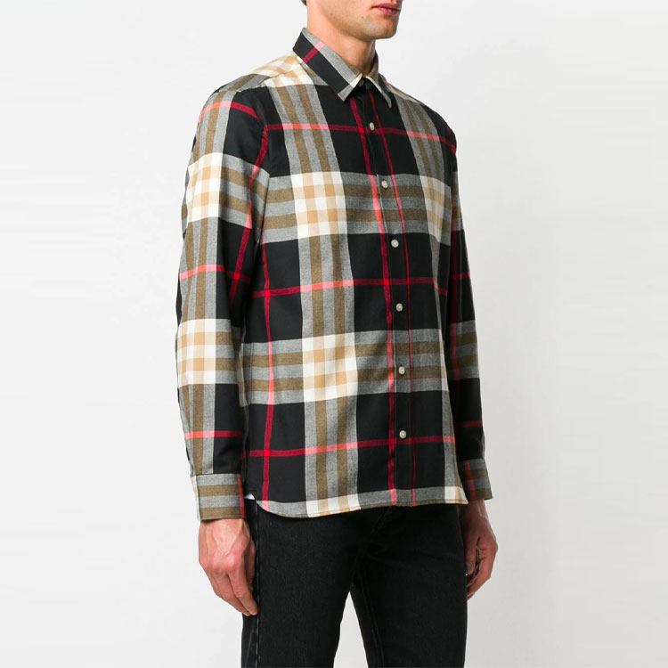 Burberry Black Long Sleeve Check Cotton Shirt 80048801 圖 4