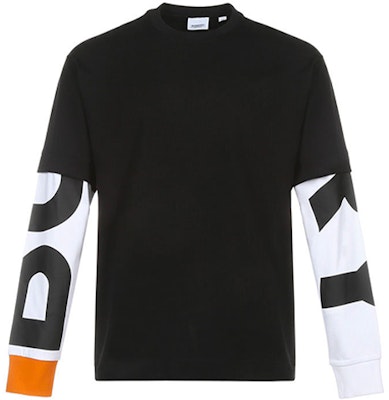 Burberry 黑色長袖標誌印花層次設計T恤 80291391 Order Burberry 黑色長袖標誌印花層次設計T恤 80291391