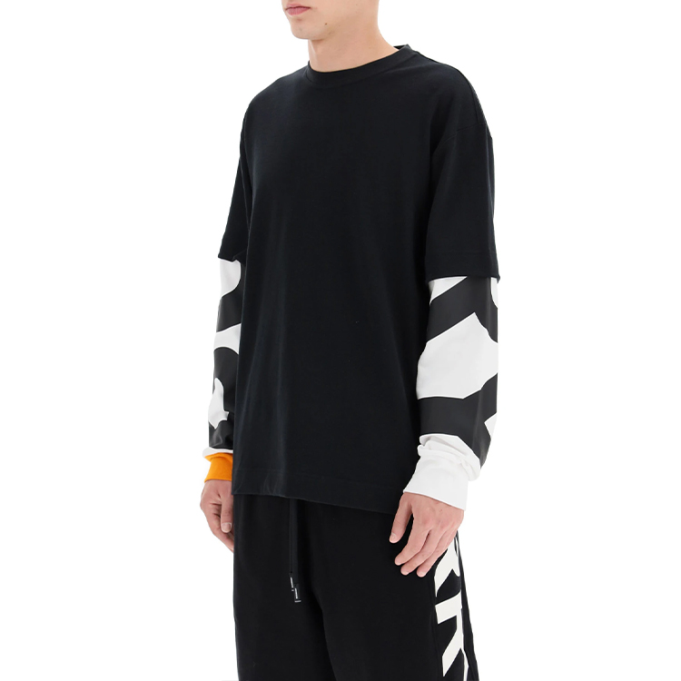 Details for Burberry 黑色長袖標誌印花層次設計T恤 80291391