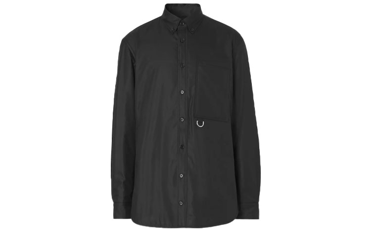 Burberry Black Long Sleeve Solid Color Turn-Down Collar Shirt 80469931