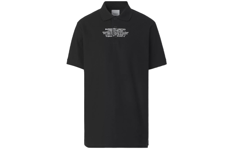 Order Burberry Black Loose-Fit Polo Shirt with Letter Pattern Design. 80427501
