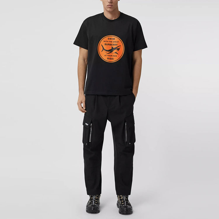 Burberry Black Loose-Fit Shark Print Cotton T-Shirt. 80406771 圖 3