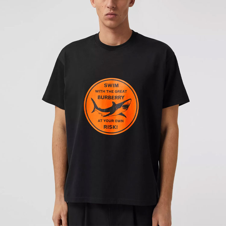 Burberry Black Loose-Fit Shark Print Cotton T-Shirt. 80406771 圖 5