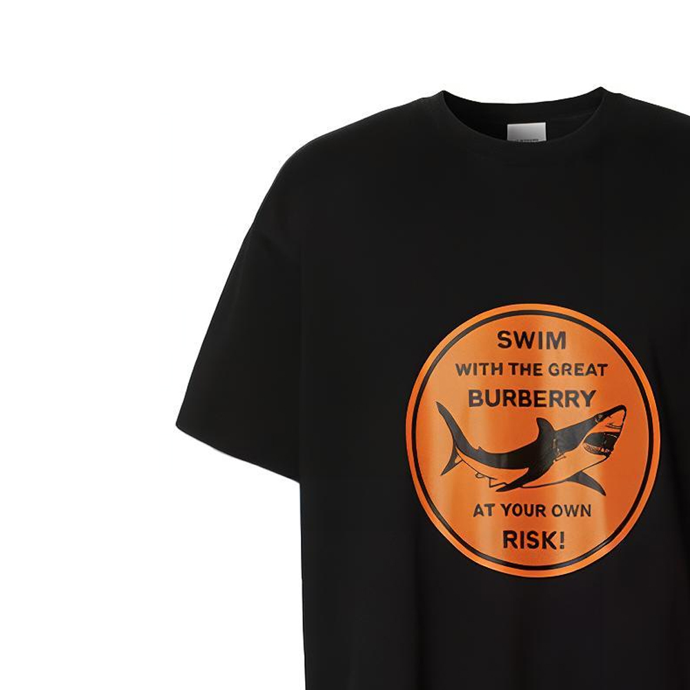 Burberry Black Loose-Fit Shark Print Cotton T-Shirt. 80406771 圖 6