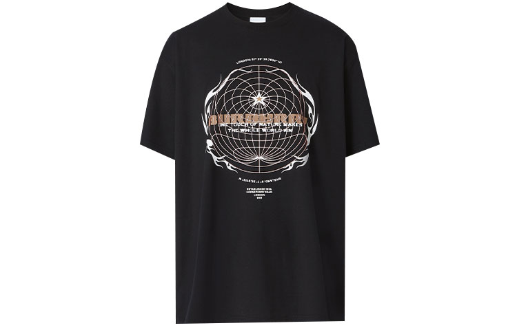 Burberry Black Loose-Fit T-Shirt with Logo and Spherical Print Design. 80482891 圖 2