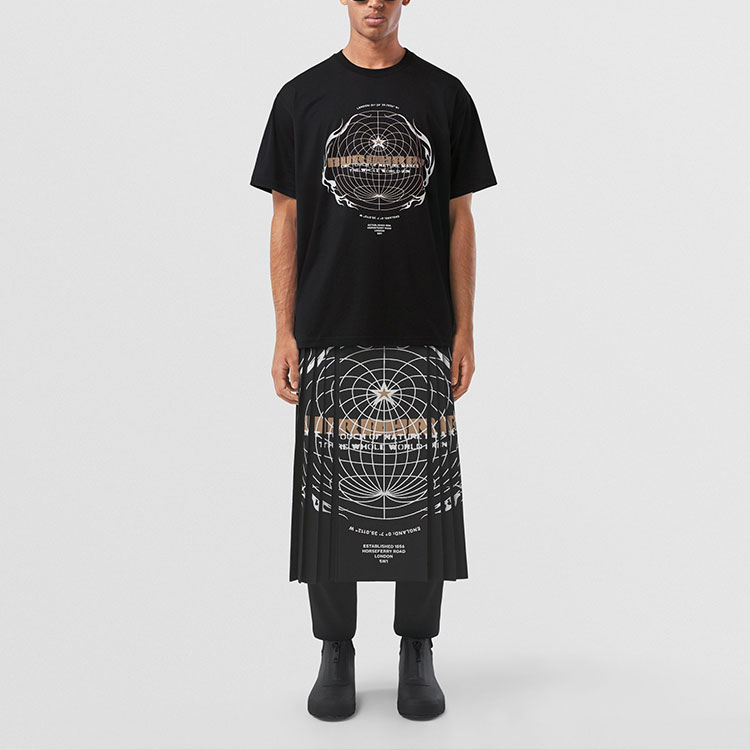 Burberry Black Loose-Fit T-Shirt with Logo and Spherical Print Design. 80482891 圖 5